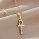 thumbnail image 2 of Collar de Cruz gótica para mujer, cadena de acero inoxidable de Color dorado, joyería de diseñador de lujo, regalo de Navidad, Envío Gratis, 2 of 4