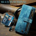 thumbnail image 3 of JTCASES for iPhone 15 Wallet Case with Zipper Purse Card Holders Flip Stand Wrist Strap Magnetic Closure PU Leather Anti-scracth Support Wireless Charging Drop Resistant BUsiness Shell, Blue, 3 of 10