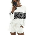 thumbnail image 1 of Purcoar Women Pajamas Set Long Sleeve Tops With Shorts Lounge Two-Piece Sleepwear, 1 of 7