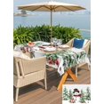 thumbnail image 4 of Outdoor Tablecloth with Umbrella Hole and Zipper, Grey Christmas Rectangle Table Cloth 52x70 Inch Waterproof Tablecloth, Snowman Xmas Trees Snowflake Birds Watercolor Picnic Table Cover for Patio, 4 of 7