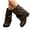 Brown, variant on Fold Over Wide Calf Boots for Women Casual Leather Round Toe Buckle Strap Low Heel Ankle Booties