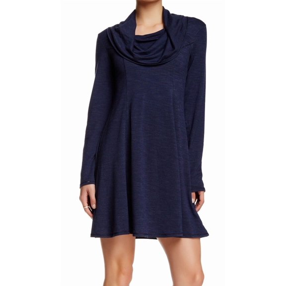Max Studio Women's Blue Princess Line Cowl Neck Sporty Knit Dress, S