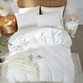 thumbnail image 4 of Cover King Size Set, White Checkered Plaid Duvet Cover Set，Soft Comforter, 4 of 9
