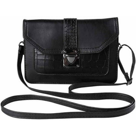 French Purse Rose - Ridged Buckle Crossbody Purse Bag fits Cell Phones up to 6.5 inches by 4.3 inches