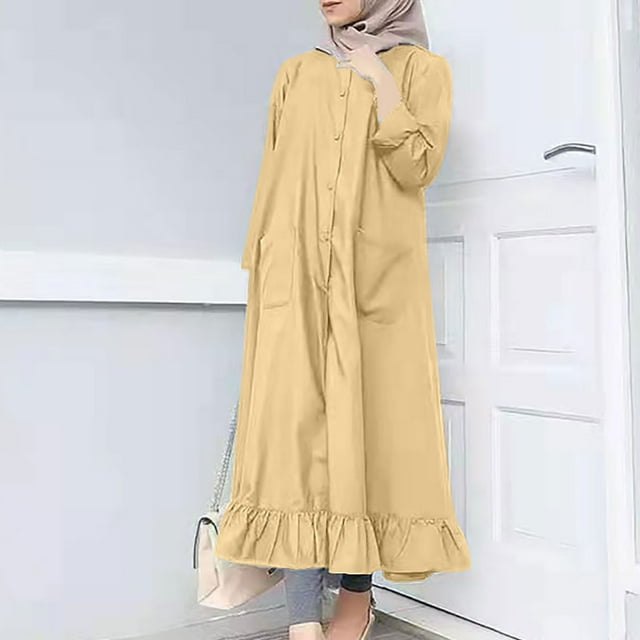 Bescita Femmes Col Rond en Vrac Manches Longues Solide Cheville-Robe Balançoire Robe Longue Dégagement des Ventes