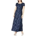 thumbnail image 1 of Alex Evenings Womens Long A-line Rosette Dress, 1 of 5