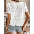 thumbnail image 4 of Women'S Summer Eyelet Tops 2025 Dressy Casual V Neck Flutter Sleeve Hollow Out Lace Embroidered Blouses Shirts White XXL, 4 of 7