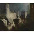 thumbnail image 2 of Ludwig Kohl 23x20 Black Ornate Framed Double Matted Museum Art Print Titled: Riders Approaching a Romantic Castle (1815), 2 of 5