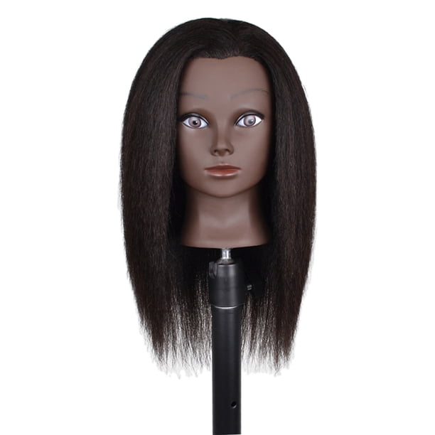 Cabeza de maniquí de cabello Maniquí de cosmetología para teñir la cabeza de práctica de bobinado 14in Sunnimix cabeza de maniquí