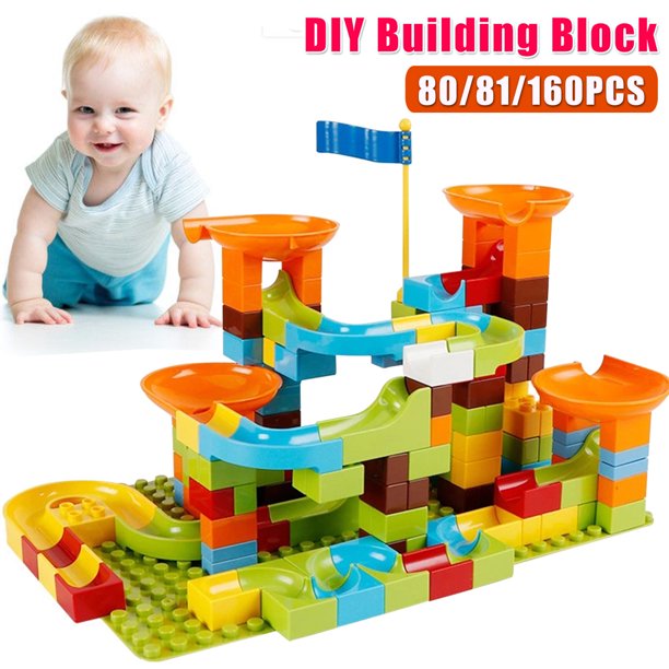 81/160Pcs DIY Ball Slide Building Blocks Toy Maze Ball Track Building Blocks Funnel Slide Brick