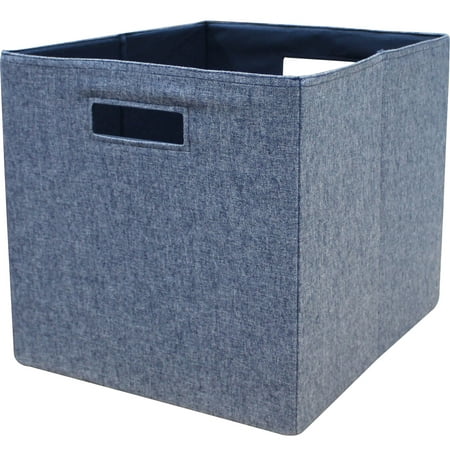 Better Homes & Gardens 12.75" Fabric Cube Storage Bin, Washed Indigo