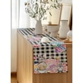 thumbnail image 5 of Table Runner 108 Inches Long for Kitchen Dining, Bunny Easter Dresser Scarf Farmhouse, Dining Table Decorations for Wedding/Parties, Eggs Plaid Spring Floral Black White Farmhouse 13 x 108 In, 5 of 8
