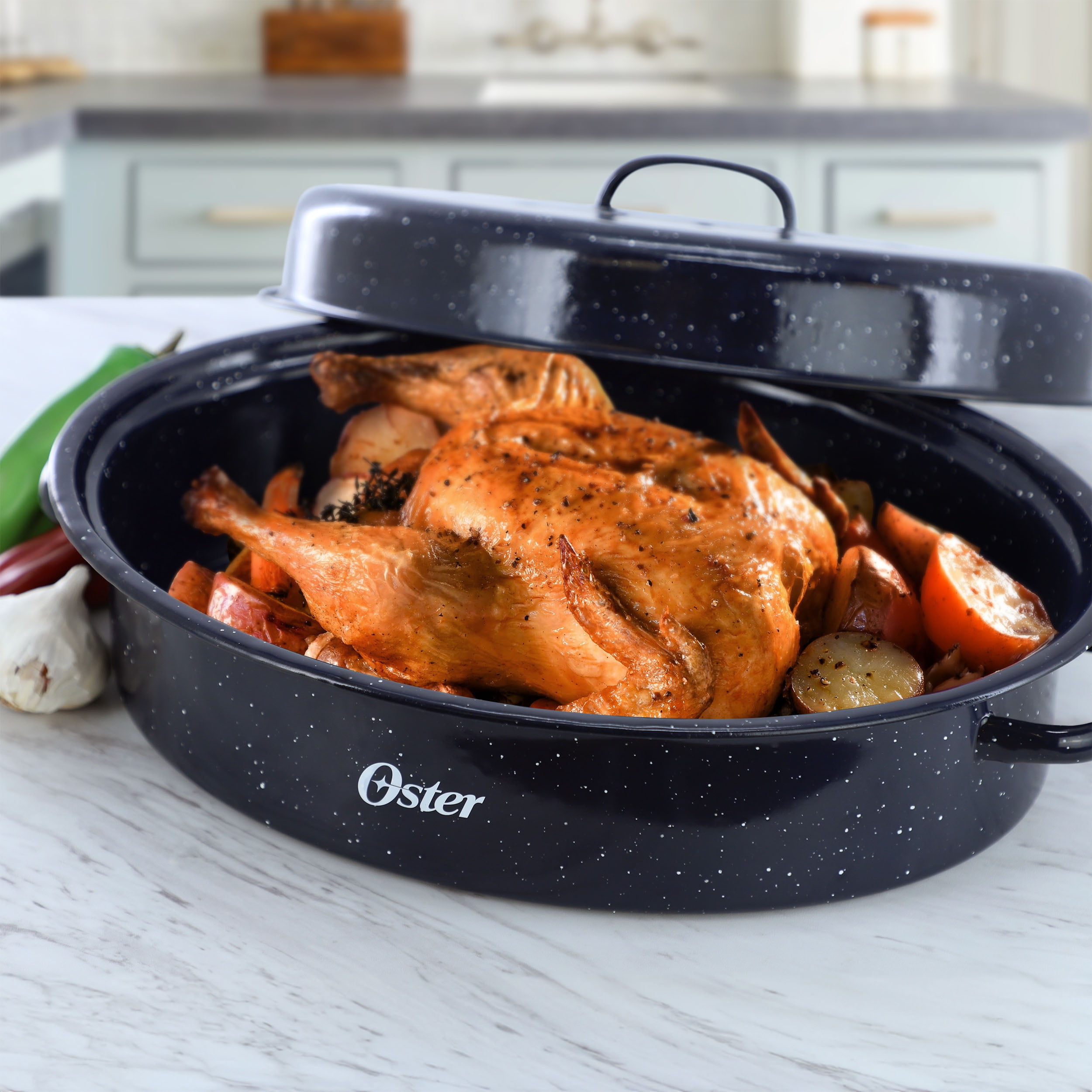Oster Castillo 17.7 x 13.8 Inch Enamel on Steel Roaster Pan with