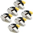 thumbnail image 1 of Paquete de 6 silbatos deportivos de acero inoxidable con cordón, silbatos de sonido fuerte y nítido a granel ideal para entrenadores, árbitros y oficiales, 1 of 5