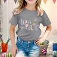 thumbnail image 2 of Baby Girl Summer Clothes Kid Girls Easter Cute Graphic Round Neck Short Sleeve Tee Summer Casual T Shirt Baby Boy Summer Clothes Grey 12 Years-13 Years, 2 of 4