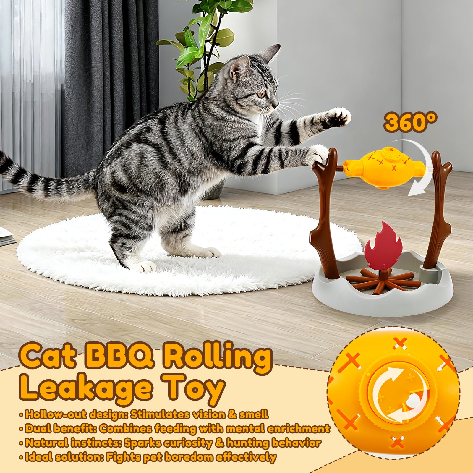 Cat Treat Dispensing Slow Feeder with 3 Dispensing Holes Interactive Cat Treat Dispenser Toy Enrichment Interactive Stimulation Toy for Kitten