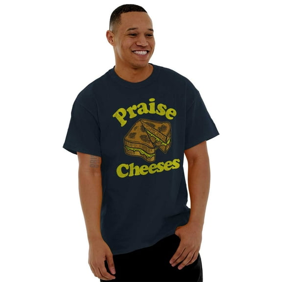 Praise Cheeses Jesus Foodie Meme Men's Graphic T Shirt Tees Brisco Brands X