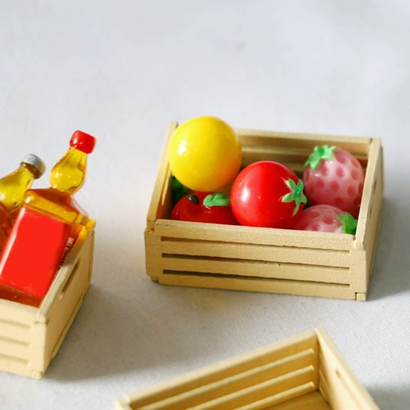 SEWCHICS Mini Crates For Craft Wooden Miniature Crates Pine Wood 5Pcs Storage