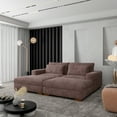 thumbnail image 2 of Isabella Sectional Sofa Corduroy Velvet with two Ottomans in Chocolate Color, 2 of 9