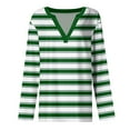thumbnail image 4 of Topvent Women's T Shirt Tee Long Sleeve Daily Weekend Fashion Basic V Neck Stripe Printing Regular Top, 4 of 5