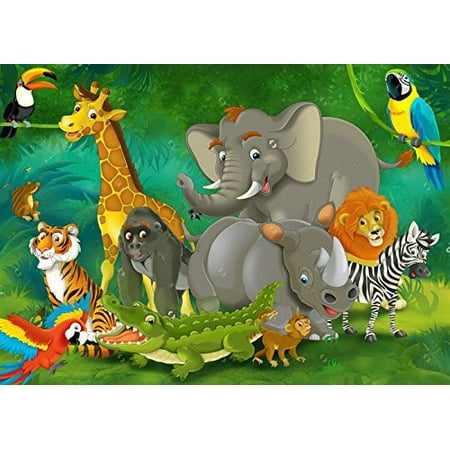 Zebra Photo - HelloDecor Polyster 7x5ft Tiger lion elephant zebra Animal backdrops african safari photo studio background for children