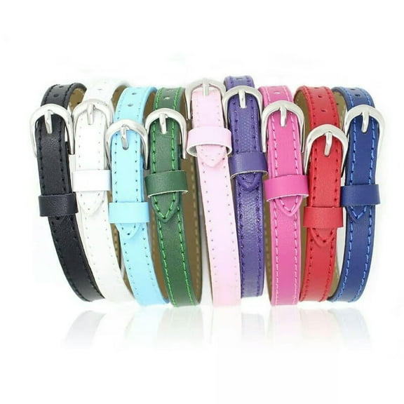 EOEMY 10 Mixed Color Genuine Leather Bracelet Wristband Fit 8mm Slide Charm Diy Name