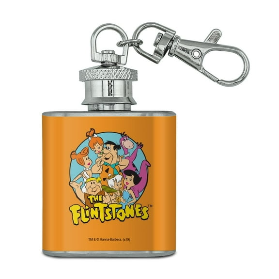 The Flintstones Group Stainless Steel 1oz Mini Flask Key Chain
