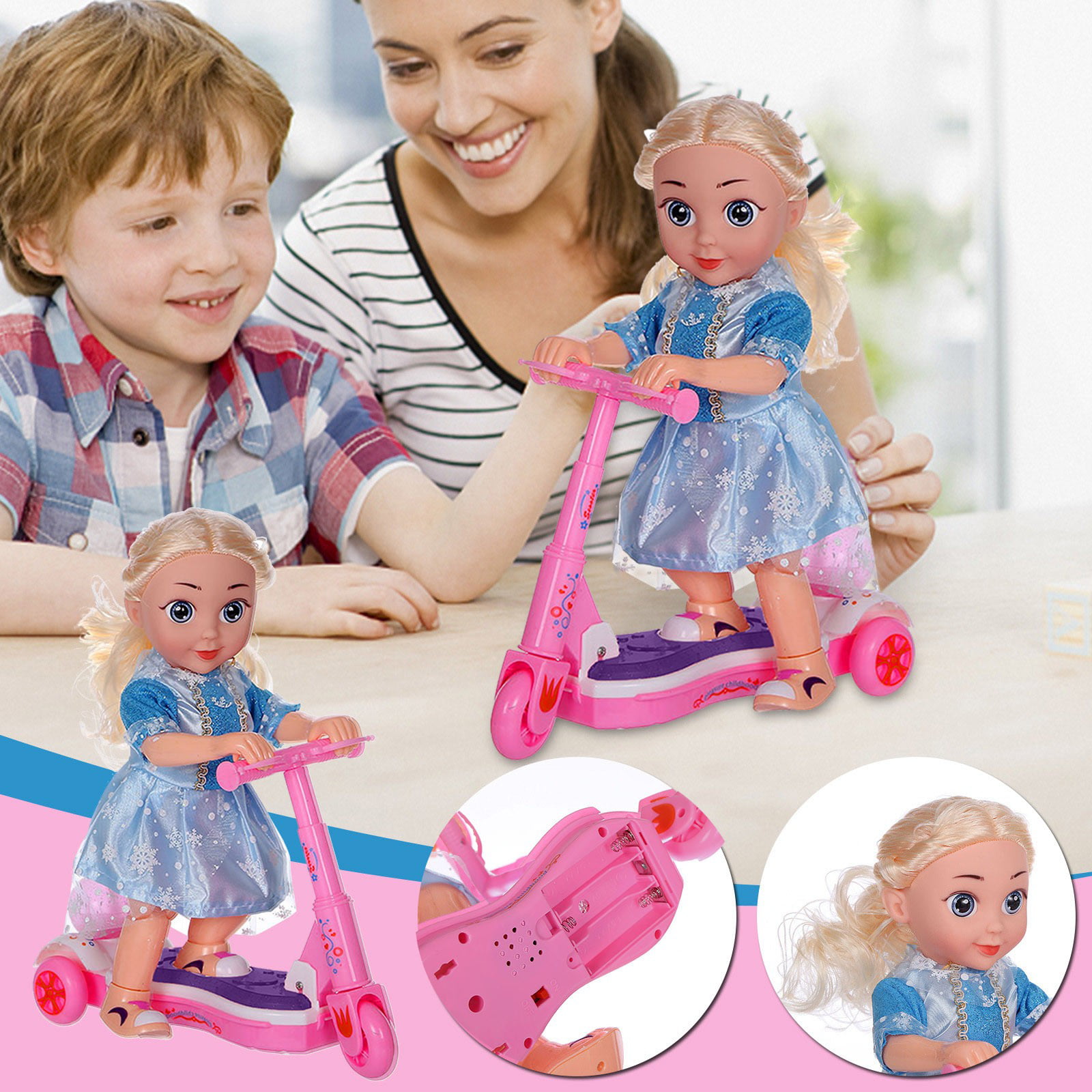 SEGWAY PRINCESS DOLL BUMP AND GO CAR SCOOTER ICE SNOW DOLL TOY MUSIC GIRLS TOYS 