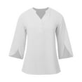 thumbnail image 3 of SNKSDGM Women's Plus Casual Easter Shirts for Women Womens Shirts Casual Women Fashion Solid Casual V Neck Button down Mid Sleeve Chiffon Top T Shirt Shirts for Women Trendy Y2K, 3 of 4