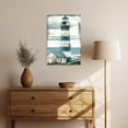 thumbnail image 4 of ZHONGYUTONG Lighthouse Wall Art Rustic Canvas Seascape Pictures Print Ocean Coastal Painting Teal Poster for Bedroom Decor Framed (28.00" x 42.00"), 4 of 5
