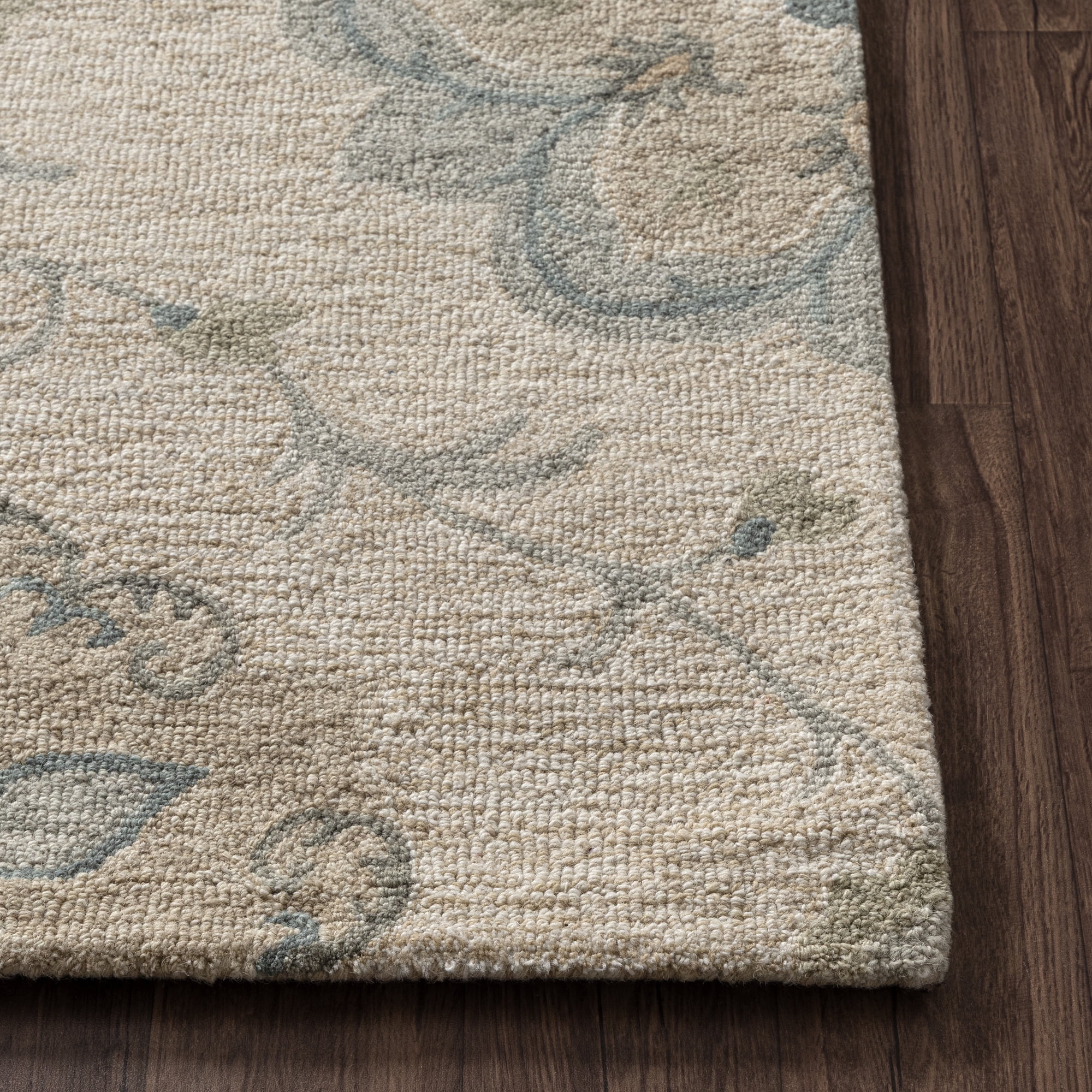 LR Home Wade 2' x 3' Silver/Cream Floral Wool Indoor Area Rug