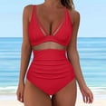 thumbnail image 3 of Aayomet Maillots de Bain pour Femmes Maillot de Bain Contrôle Push Up Taille Haute (Rouge, TG), 3 of 5