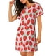 thumbnail image 2 of Fotbe Strawberries Bata de Dormir para Mujer con Estampado, Camisón de Algodón de Manga Corta, Ropa de Dormir Casual, 2 of 6