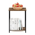 thumbnail image 4 of Furinno Simplistic Side Table, 2-Tier Rustic Brown End Table with Metal Frame, Open Shelf Night Stand, Bedside Table, Easy Assembly, for Living Room, Bedroom, Amber Oak, 4 of 6