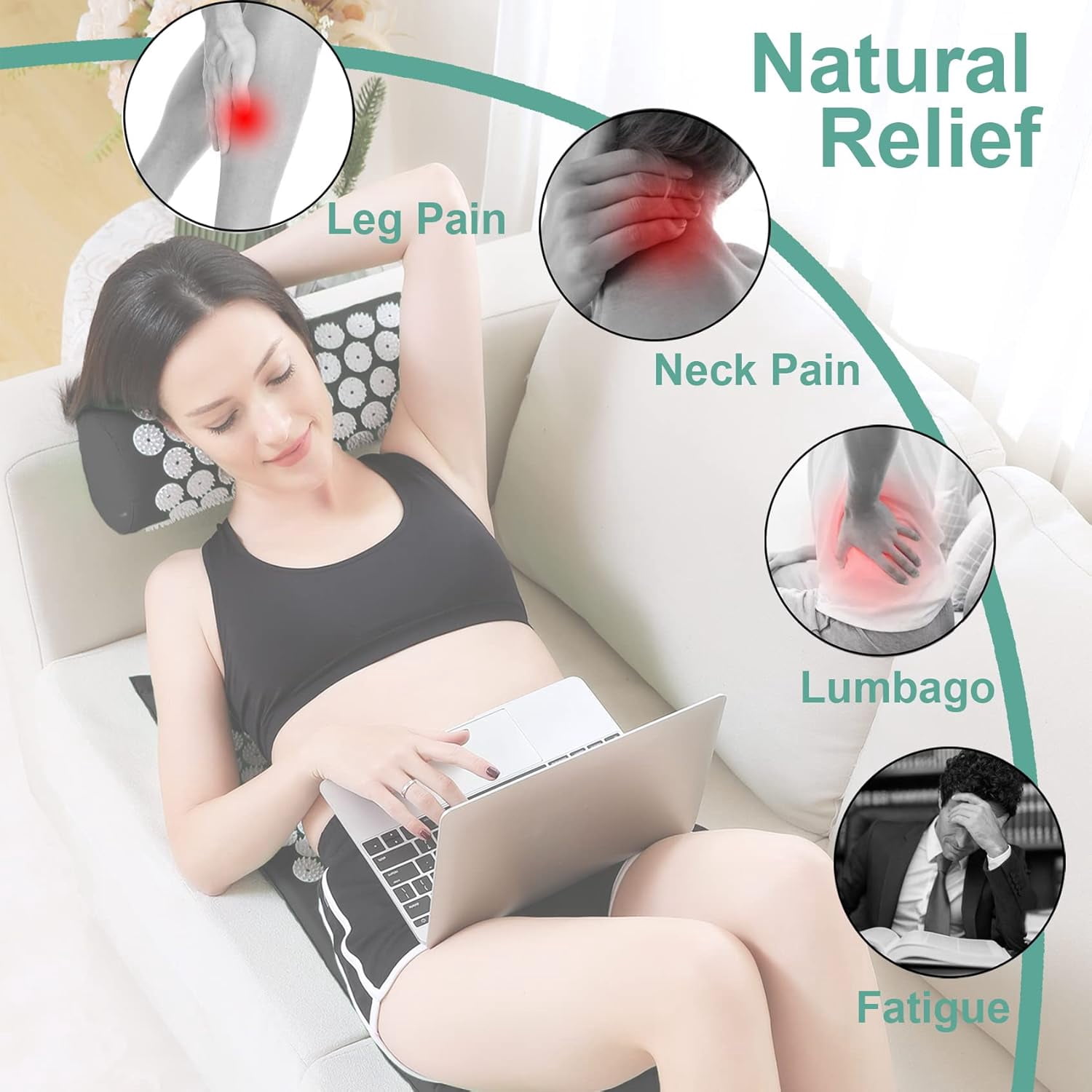 Innotech Sc Acupressure Mat and Pillow Set for Back/Neck Pain Relief and Muscle Relaxation with carrying bag