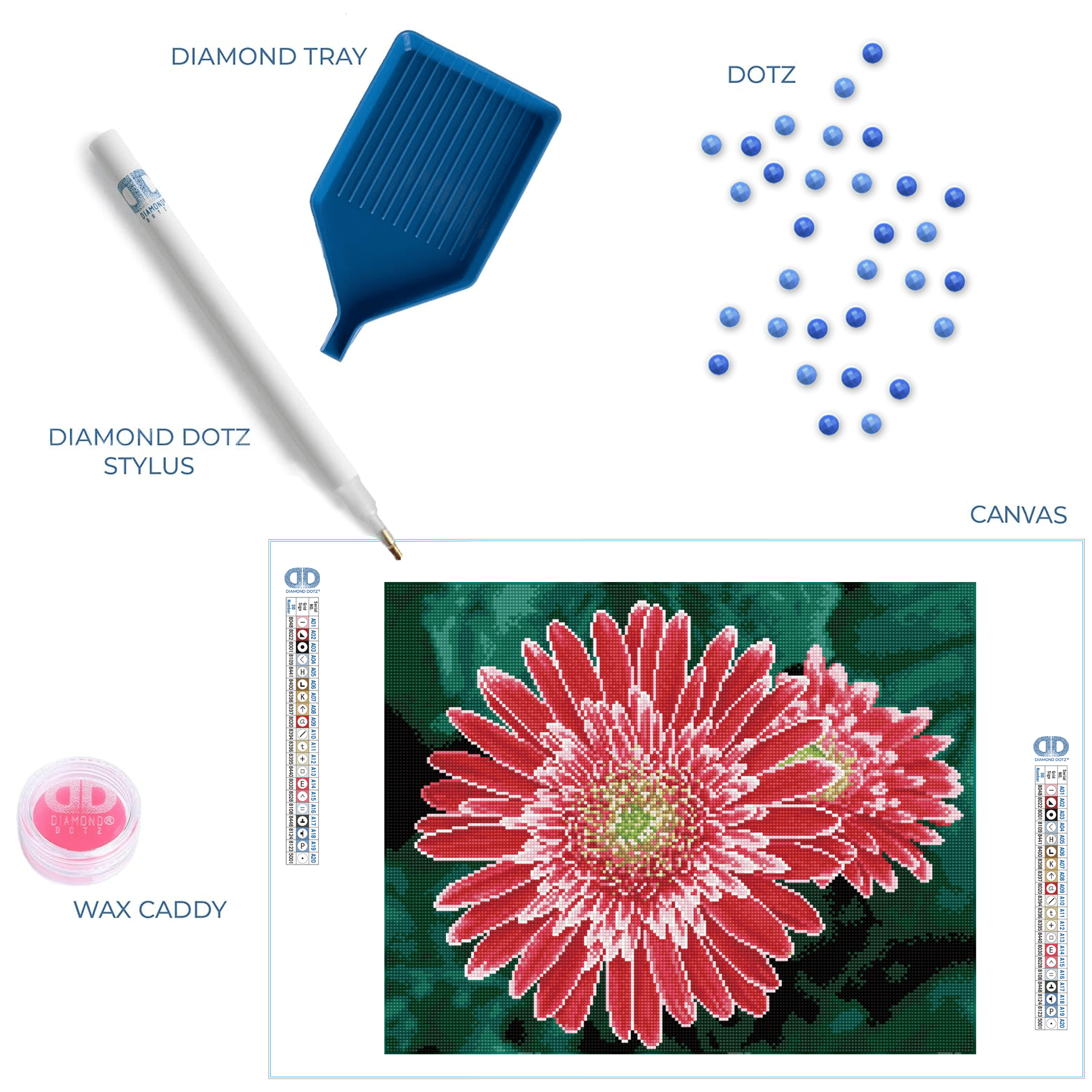 Diamond Dotz Pink Gerberas  - Pre-Framed Kit  Flower Diamond Painting Kits for Adults - Diamond Art Kits a Relaxing Creative Craft Kit with Dotz Gems 19.7"x15.7"