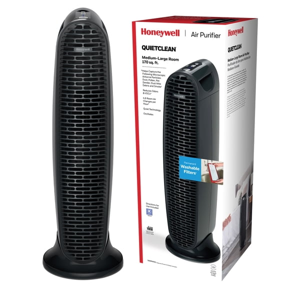 Honeywell Air Purifier, HFD230B, 170 sq ft, ifD Particle Washable Filter, Dust, Pollen, Smoke, Dust Reducer