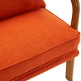 thumbnail image 5 of Modern Oak Single Lounge Chair with Lumbar Pillow and Solid Wood Frame, Upholstered Reading Armchair with Cushion, Double Padded Accent Chair for Living Room, Bedroom and Balcony, Orange, 5 of 9