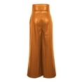 thumbnail image 7 of DHFJKG High Waist Wide Leg Pants For Women Fashion Trousers Metallic Glossy Night Out Comfortable Belted Versatile Trousers, 7 of 7