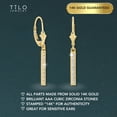 thumbnail image 2 of Tilo Jewelry 14K Yellow Gold Channel Set Linear Bar Drop Earrings with Cubic Zirconia CZ Stones | Secure Leaver-Backs | Fancy Earrings for Women & Unisex, 2 of 6