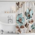 thumbnail image 4 of Retro Mallow Flowers Waterproof Fabric Shower Curtain,Spring Floral Butterfly Elegant Waterproof Fabric Shower Curtain for Bathroom Curtains Bathtubs Shower Curtains with 12 Hooks Standard 66x72, 4 of 8
