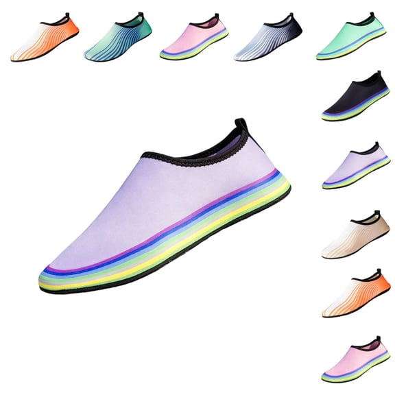 IEMIEMIEM Womens Mens Water Shoes Breathable Soft Barefoots Quick Dry Aqua Socks for Pool Surf Yoga Swim Beach Exercise Purple 8-8.5 Women/7.5-8 Men