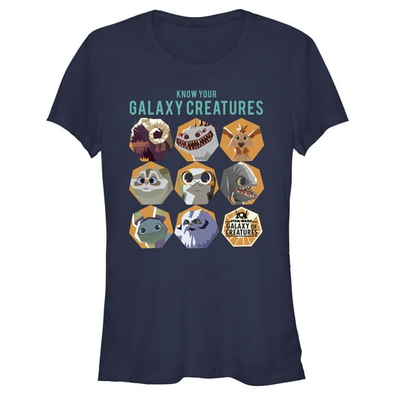 Junior's Star Wars: Galaxy of Creatures Know Your Galaxy Creatures Graphic Tee Navy Blue Small