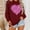 Wine, variant on YOTAMI Cute Heart Print Blouse for Women Loose Fit Valentine's Day Print Long Sleeve Pullover Crew Neck Fashion Shirt - Valentine's Day Gift for Her