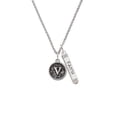thumbnail image 2 of Delight Jewelry Silvertone Antiqued Round Seal - Initial - V - Silvertone Believe Faith Prayer Hope Bar Charm Necklace, 23", 2 of 4