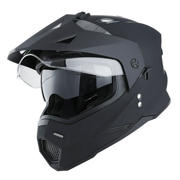 1Storm Youth Kids Dual Sport Dual Visor Motorcycle Motocross Off Road Full Face Helmet HF802Youth Matt Black