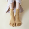 thumbnail image 1 of Cotton Five Finger Socks For Woman edge curl Fashions Colorful Loose Harajuku Short Socks With Toes Japanese Split Toe Socks Yellow One Size, 1 of 5