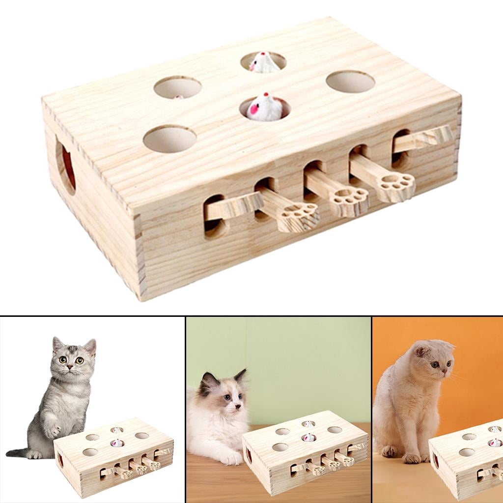 Cat Tease Punch Funny Interactive Toys Wood Whack Mouse Puzzle Box mice mice