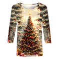 thumbnail image 4 of BVOFAR Christmas Shirt for Women Bling Xmas Tree Print Plus Size Pullover 3/4 Sleeve Crewneck Xmas Tops Holiday Party Tees, 4 of 5