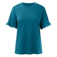 thumbnail image 6 of Ruffle Sleeve T Shirts for Women Summer Casual Breathable Tee Short Sleeve Crew Neck Loose Tops Sky Blue XXL, 6 of 6